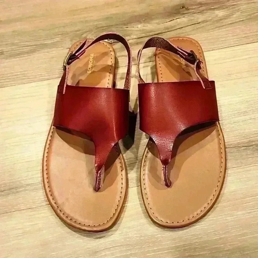 Sonoma 'Corinne' Brown Thong Ankle Strap Sandles Size 10 NWT (5.17.7)